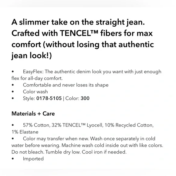 AE EasyFlex +TENCELT™ Fibers Slim Straight Jean Never worn. Excellent condition. - Picture 7 of 15